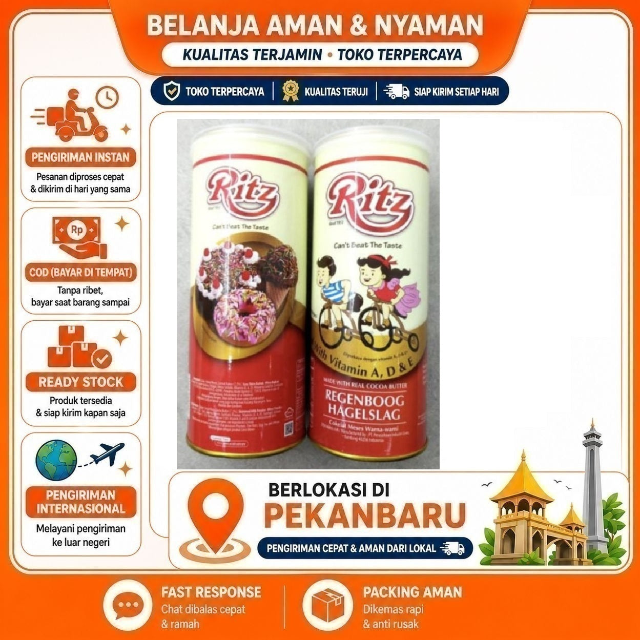 Pekanbaru 300 gr Ritz Regenboog Hagelslag Cokelat Compound Butir Meses Coklat Chocolate Halal