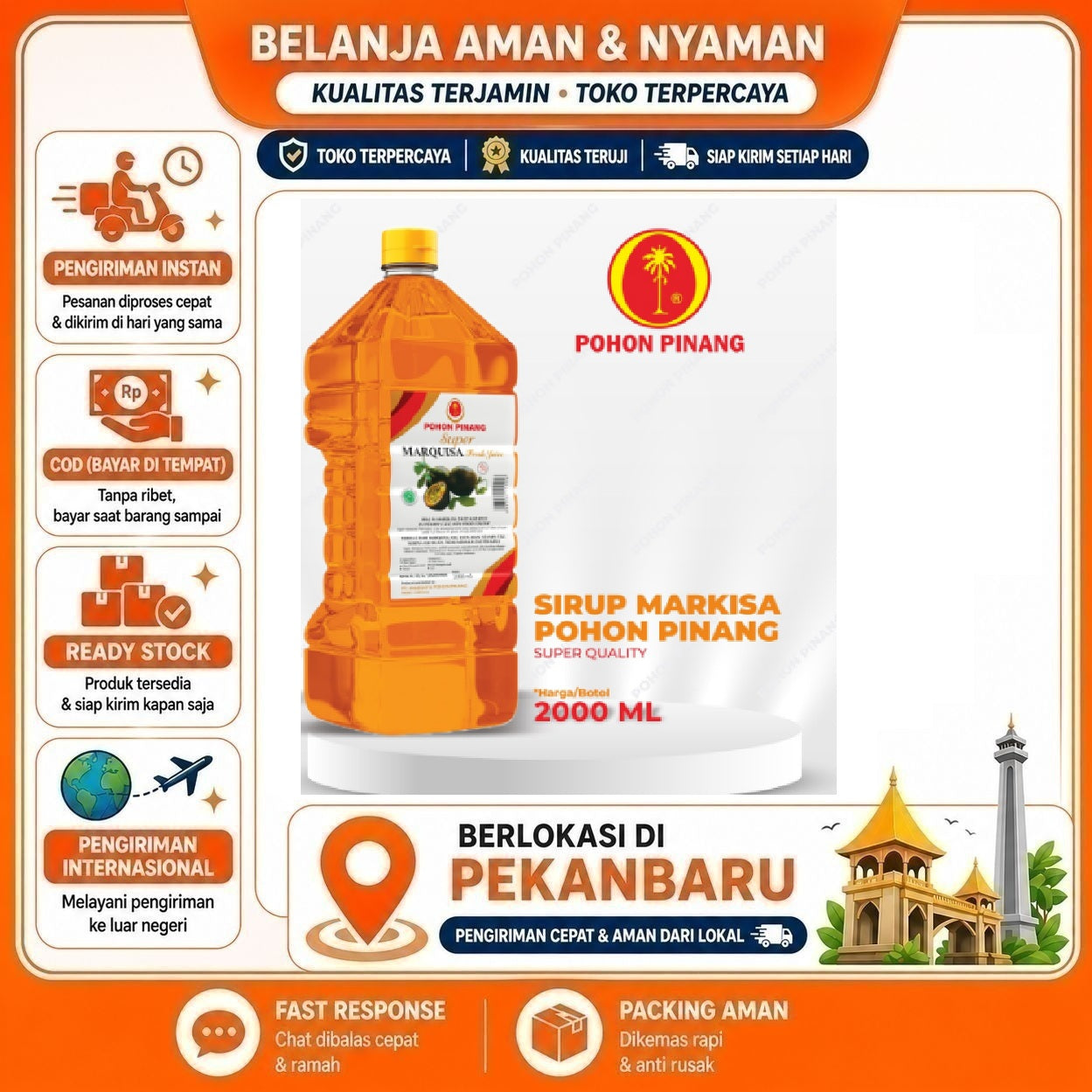 Pekanbaru 2 Liter Sirup Markisa Pohon Pinang Super Quality Passion Fruit Syrup Bahan Minuman