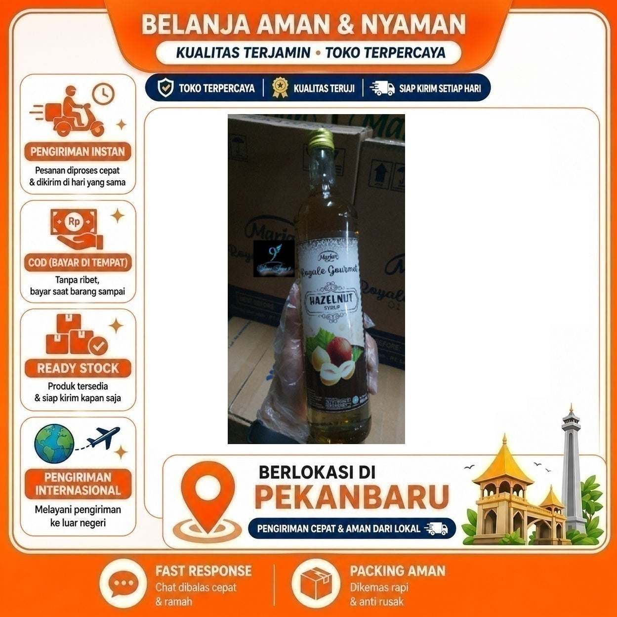 Pekanbaru 650ml Marjan Royale Gourmet Hazelnut Syrup Sirup Bahan Campuran Minuman Mix Drink