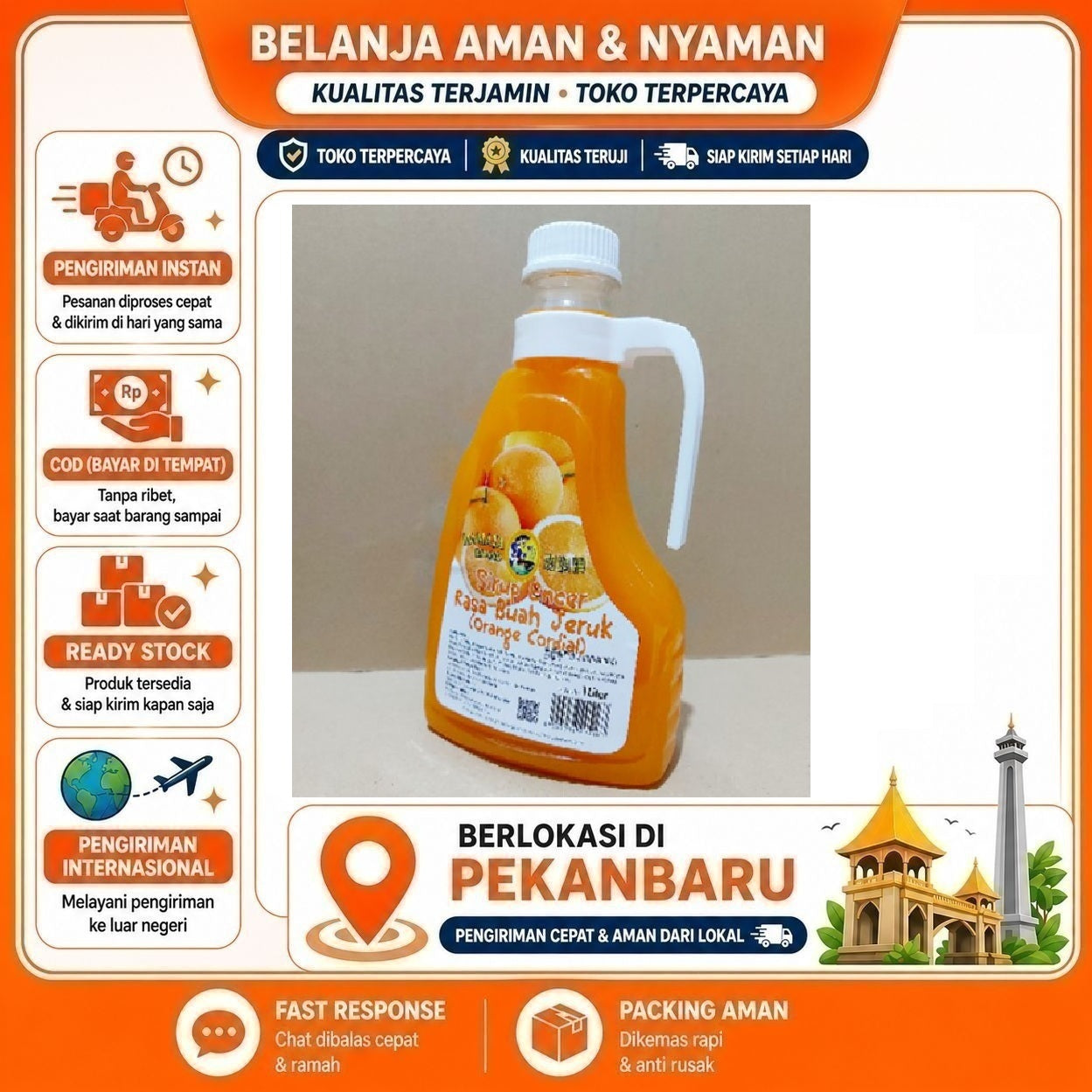 Pekanbaru 1 Liter Mamata Brand Orange Cordial Sirup Encer Rasa Buah Jeruk Bahan Minuman Halal