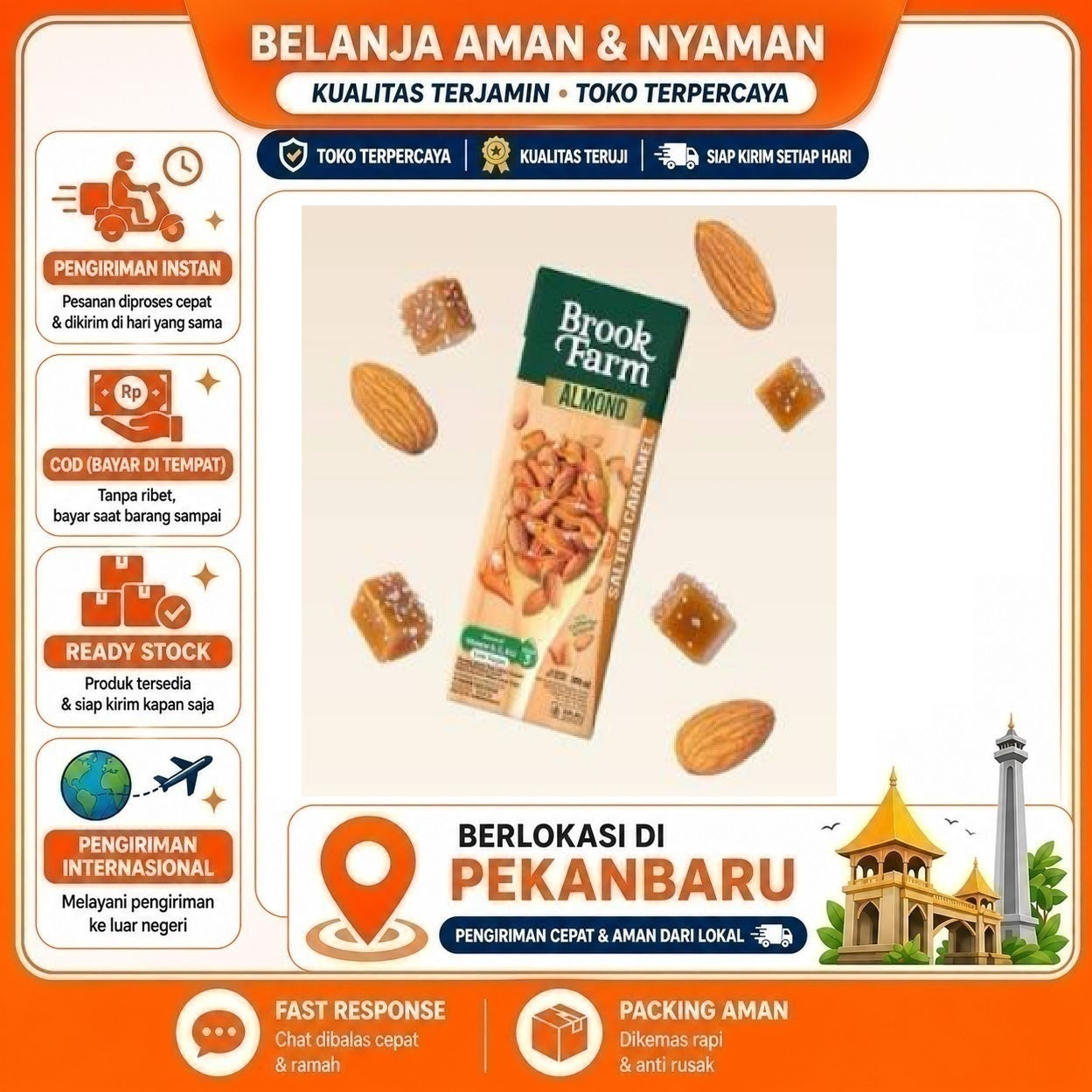 Pekanbaru 200ml Brookfarm Almond Salted Caramel Flavor Susu UHT Rasa Karamel Asin Halal Sehat