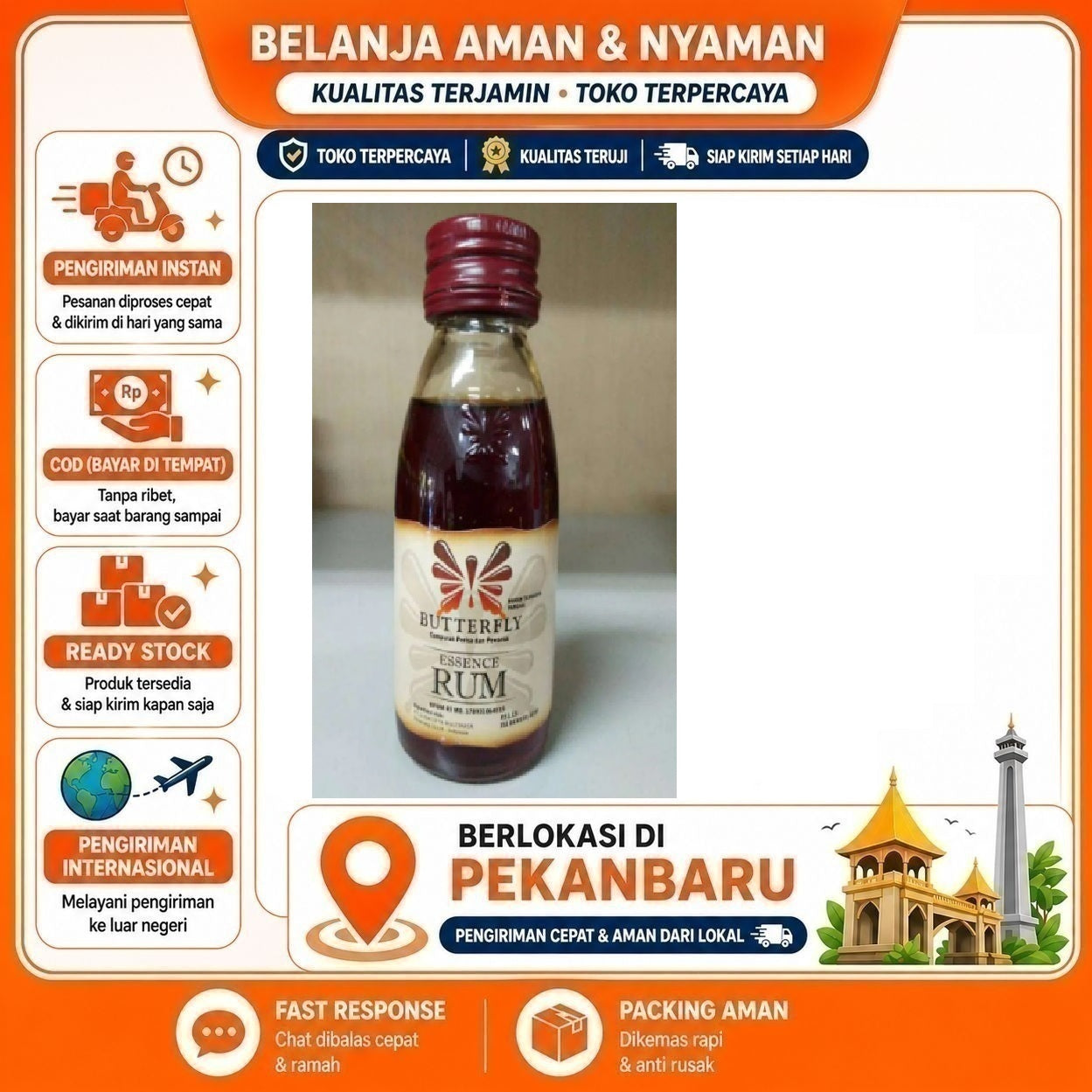 Pekanbaru 60ml Butterfly Essence Rum Campuran Pasta & Pewarna Bahan Baking Kue Makanan Halal