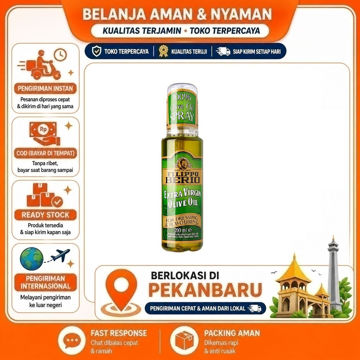 Pekanbaru 200ml Filippo Berio Extra Virgin Olive Oil For Dressing & Flavouring Minyak Zaitun