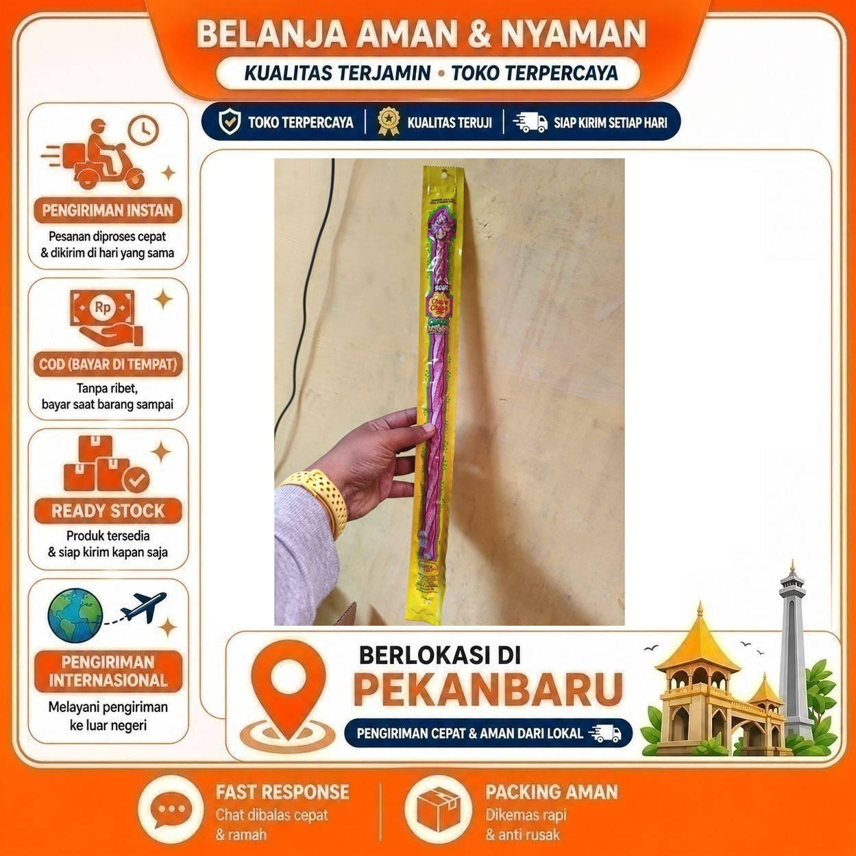 Pekanbaru 30 gr Permen Chupa Chups Crazy Raffe Sour Rasa Stroberi Vanila Strawberry Vanilla