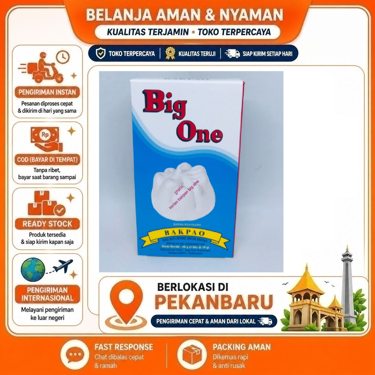 Pekanbaru 4 Saset Big One Bakpao Ragi Roti Kering Untuk Bakpau Bahan Baking Kue Cake Mix Halal