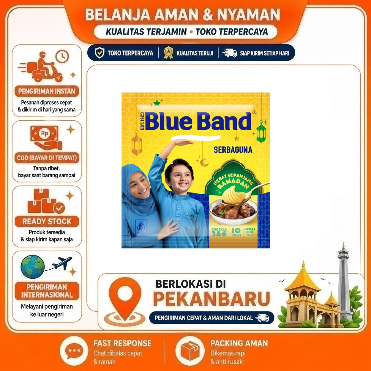 Pekanbaru 200 gr Blue Band Serbaguna Kebutuhan Memasak Bahan Makanan Bumbu Masak Instan Halal