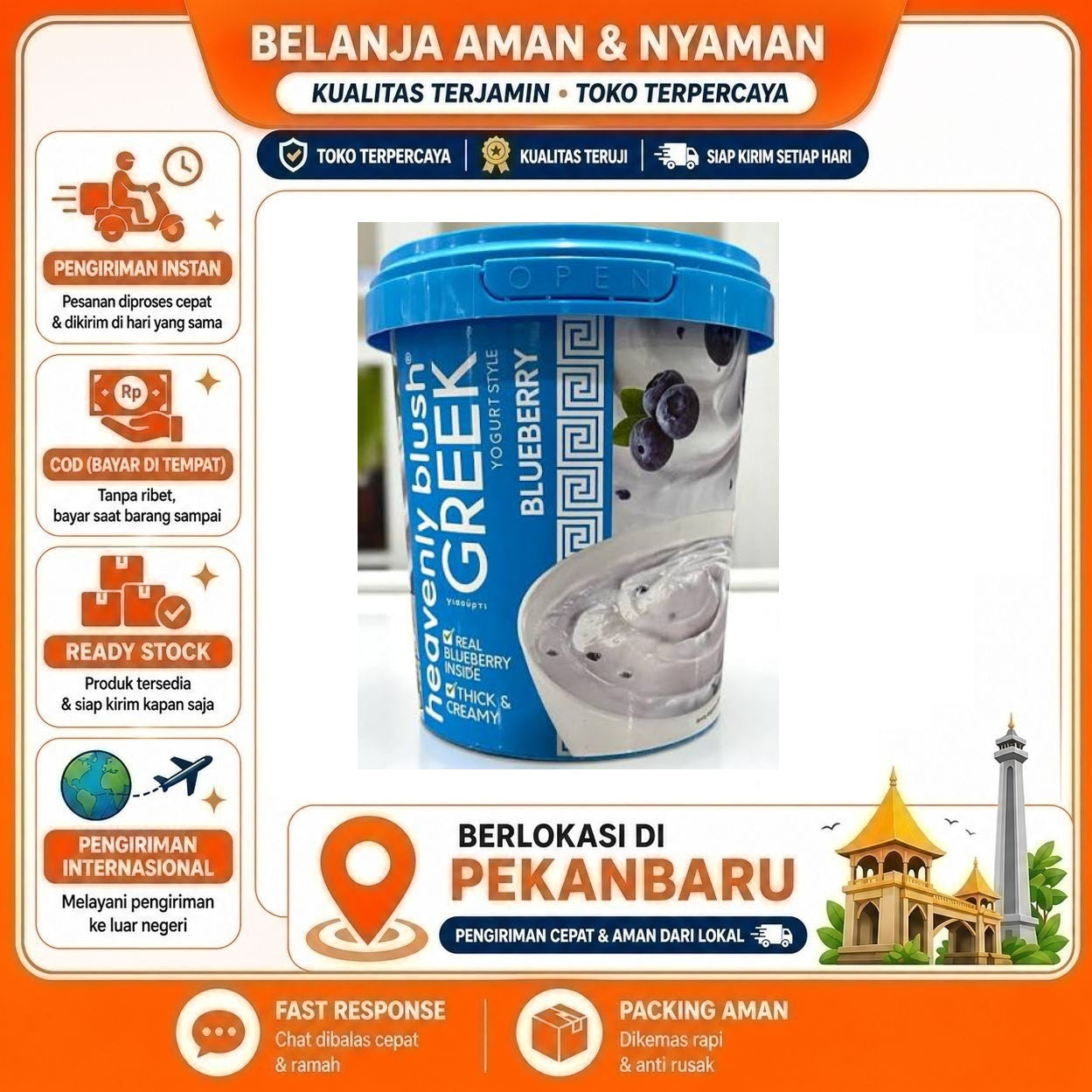 Pekanbaru 1 kg Heavenly Blush Greek Yogurt Rasa Blueberry Blueberi Bluberi Yoghurt Sehat Halal