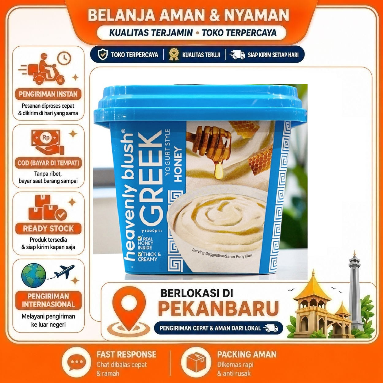 Pekanbaru 300 gr Heavenly Blush Greek Yogurt Honey Flavour Yoghurt Rasa Madu Bergizi Sehat Enak