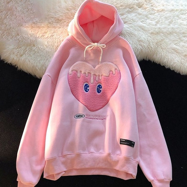 Pekanbaru Hoodie Oversize Love Melt With Two Tone Color White Purple Pink Hoodie Lucu Lembut Berkualitas With Additional Love In Arm Hoodie Love Cartoon Mata Lucu Unik Hoodie Unisex Couple There is Nothing Can Stop It Korean Style