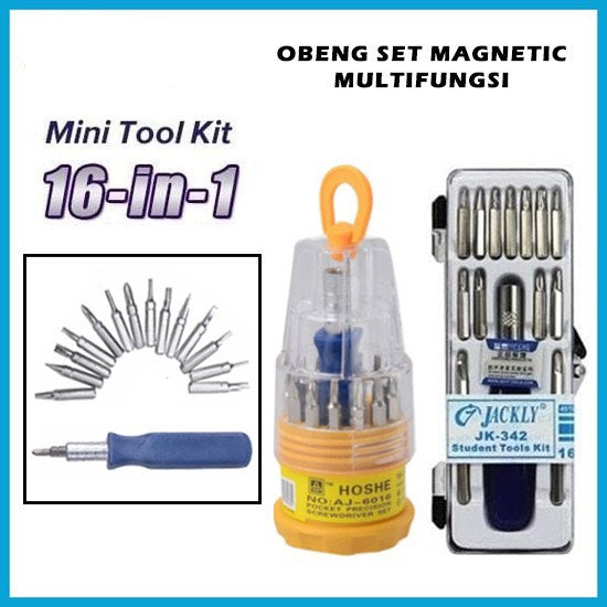 Pekanbaru HR-Obeng Set 16in1 (BULAT) Magnetic Toolkit Screwdriver mini kepala magnet tools sekrup kecil min bunga multi IMPACTER