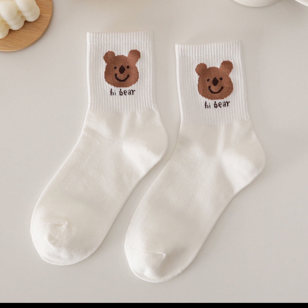Pekanbaru Kaos Kaki Cartoon Putih Bear Rabbit Women Socks Kaos Kaki Berkualitas Putih Kaus Kaki Lembut Korean Style
