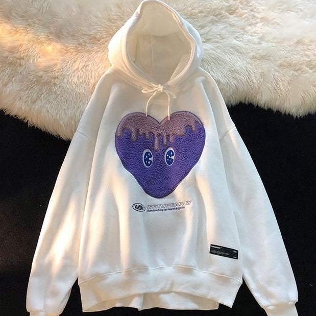 Pekanbaru Hoodie Oversize Love Melt With Two Tone Color White Purple Pink Hoodie Lucu Lembut Berkualitas With Additional Love In Arm Hoodie Love Cartoon Mata Lucu Unik Hoodie Unisex Couple There is Nothing Can Stop It Korean Style