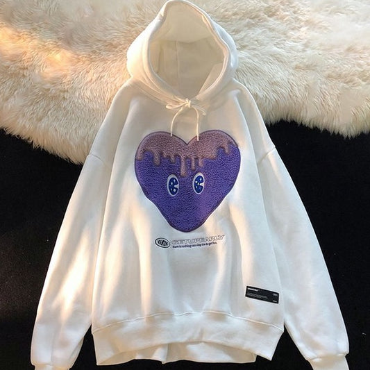 Pekanbaru Hoodie Oversize Love Melt With Two Tone Color White Purple Pink Hoodie Lucu Lembut Berkualitas With Additional Love In Arm Hoodie Love Cartoon Mata Lucu Unik Hoodie Unisex Couple There is Nothing Can Stop It Korean Style