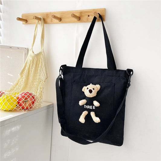 Pekanbaru Tote Bag Beruang Lucu Teddy Bear Unisex Totebag Timbul Unik Resleting Berkualitas Tas Tote Kuliah Sekolah Big Capacity Korean Style