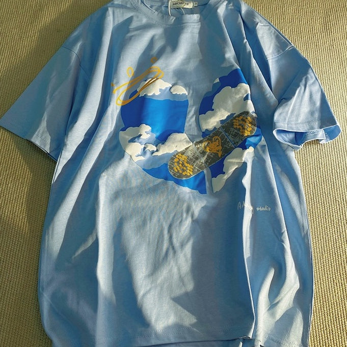 Pekanbaru Kaos Oversize Awan Love Plester Angel Malaikat Kaos Trending Hype Kaos Keren Berkualitas Korean Style