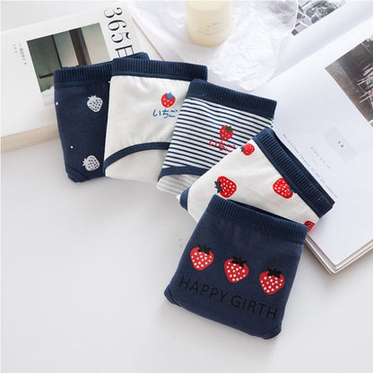 Pekanbaru Celana Dalam Wanita Motif Strawberry Fashion Jepang Crotch Mid Waist