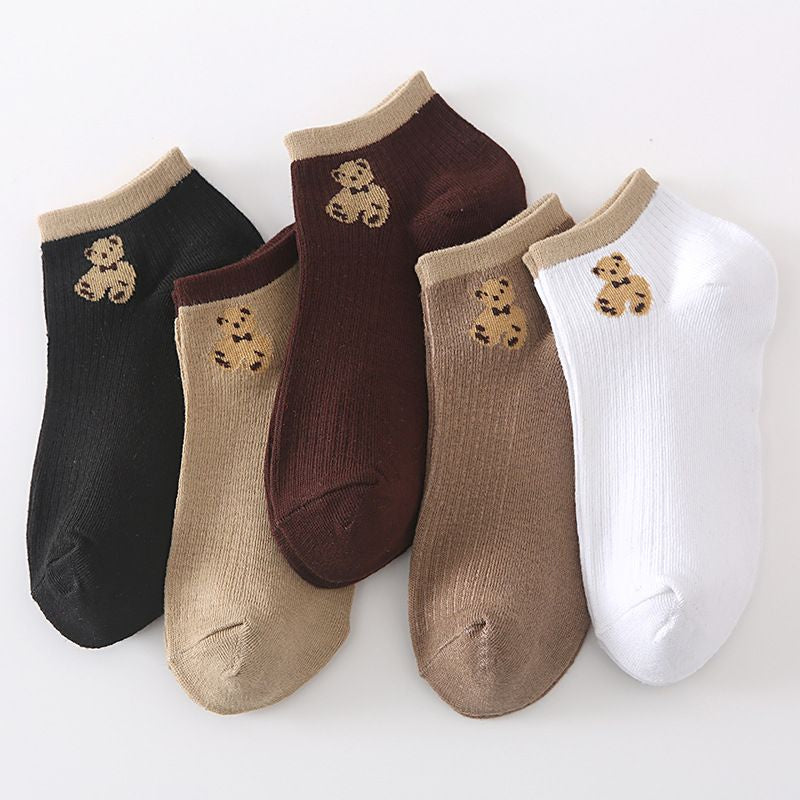 Pekanbaru Kaos Kaki Teddy Bear Pendek Coklat Hitam Putih Moka Cream Cute Bear Women Socks Kaos Kaki Beruang Lucu Berkualitas Kaos Kaki Soft Lembut High Quality Korean Style