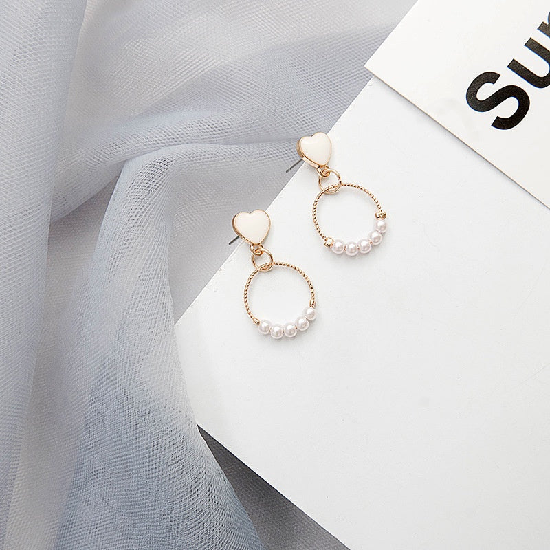 Pekanbaru Anting Emas Besar Panjang Elegan Simple Love Putih Permata Mutiara Gold Long Woman Earrings Anting Berkualitas Unik Berkualitas Korean Style