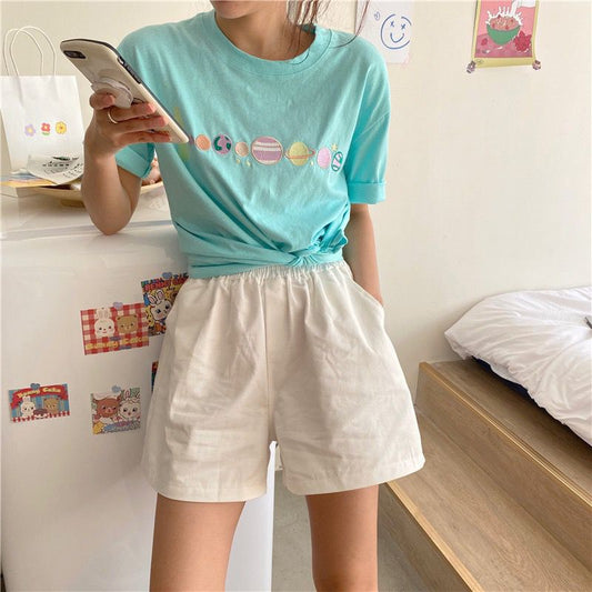 Pekanbaru Kaos Oversize Planet Besar Lucu Unik Tshirt Bordir Berkualitas Tata Surya Imut Simple Elegan 8 Planet Tata Surya Aesthetic Couple T-shirt Keren Korean Style