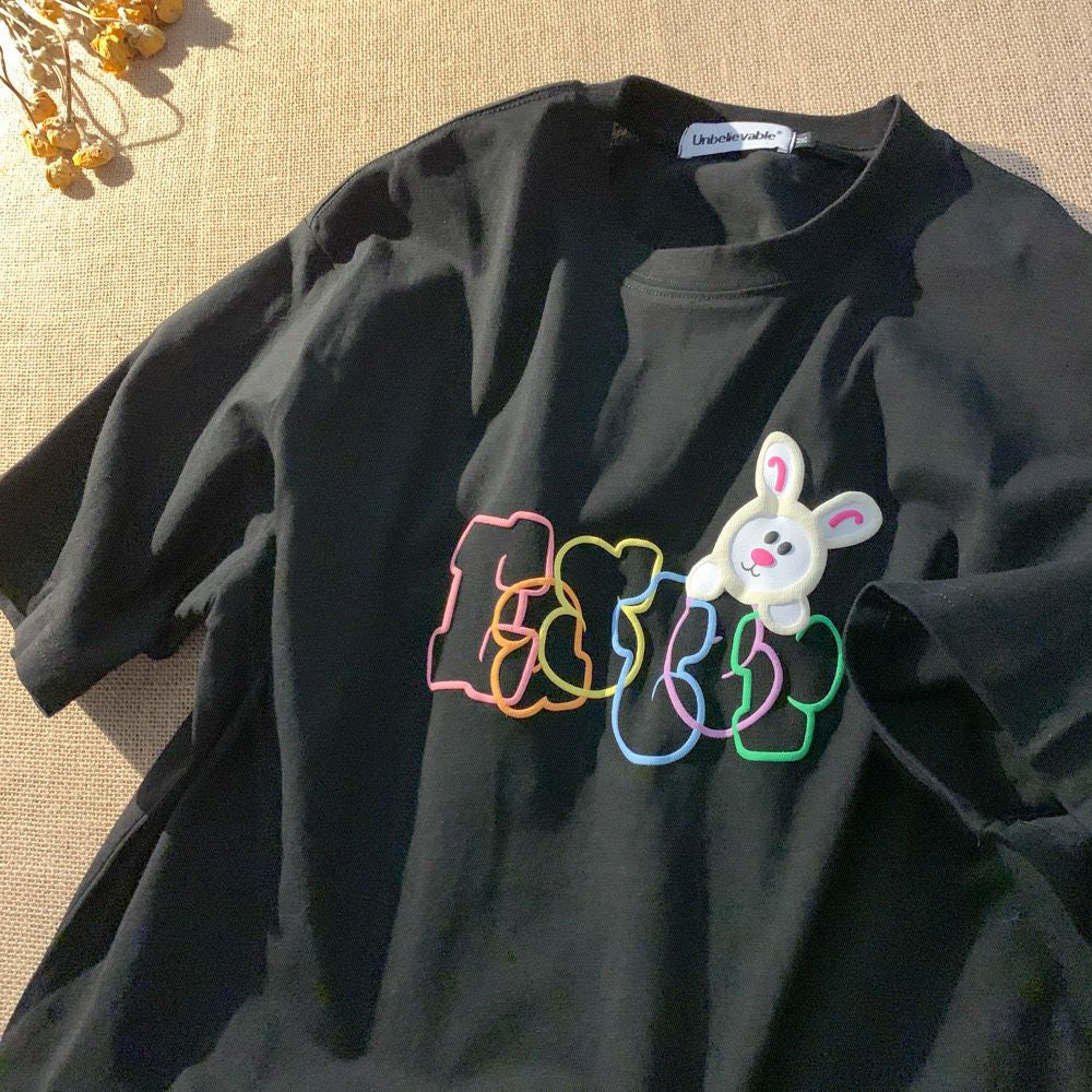 Pekanbaru Kaos Oversize Easter Kelinci Lucu Bunny Rabbit Tshirt Colorful Sablon Timbul Berkualitas T-shirt Couple Unisex EASTER Warna Warni Simple Elegan Cute Bunny Rabbit Head Aesthetic Street Style Korean Style