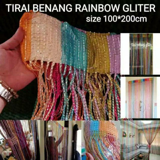 Pekanbaru Tirai Gliter / Tirai Benang Rainbow Gliter/ Tirai Pelangi