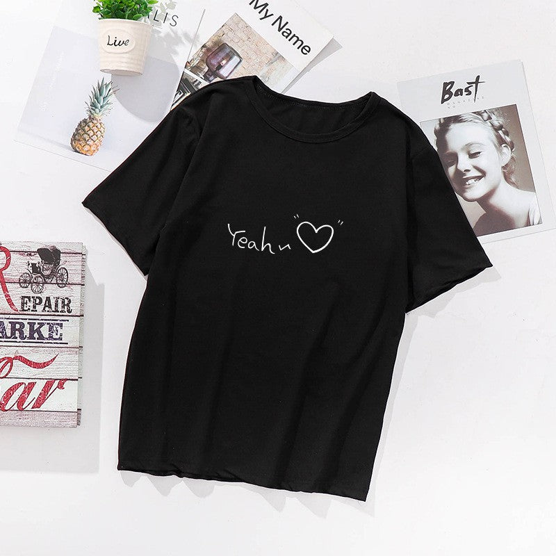 Pekanbaru Kaos Oversize Korea Yeah Love Kualitas Premium T-shirt Unisex Letter Yeah Korean Style