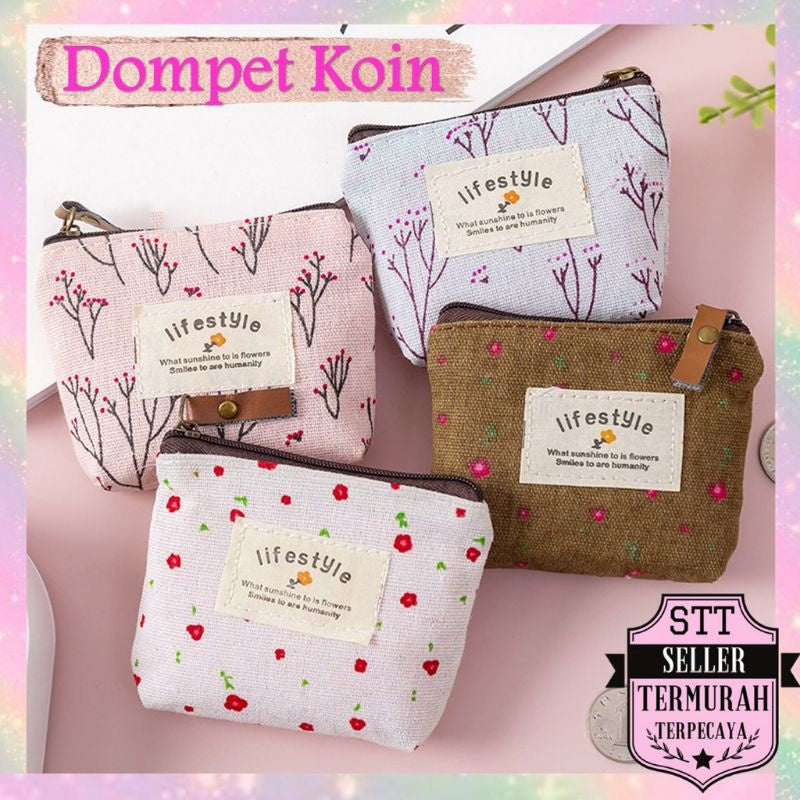 Pekanbaru Pouch Dompet Koin Resleting Live Style Kanvas Dompet Serbaguna Sleting Motif