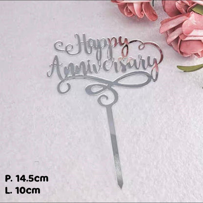 Pekanbaru Cake Topper Akrilik Happy Anniv / Happy Valentine / Happy Wedding (Instan Only)