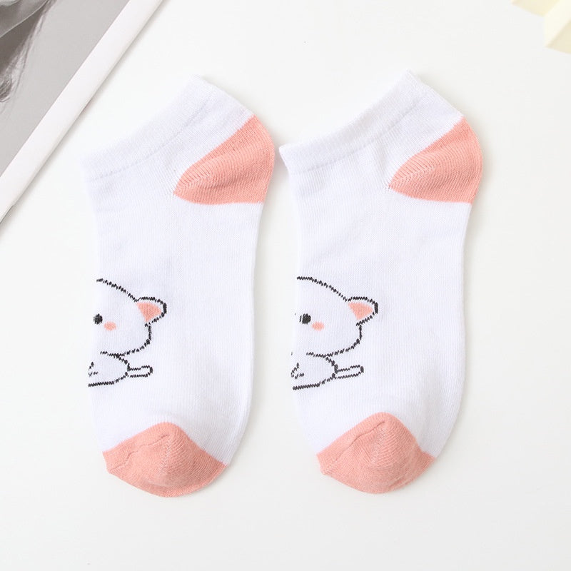 Pekanbaru Kaos Kaki Kucing Lucu Pink Cat Women Socks Import Kaos Kaki Berkualitas Pinky Imut Korean Style