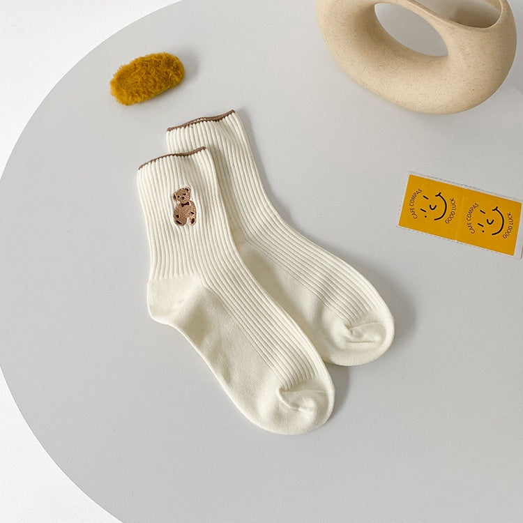 Pekanbaru Kaos Kaki Teddy Bear Panjang Coklat Hitam Panjang Women Socks Import Kaos Kaki Beruang Berkualitas Korean Style