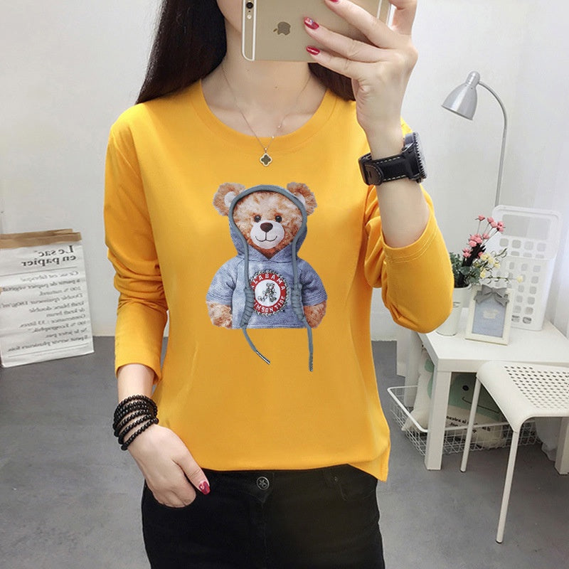 Pekanbaru Kaos Lengan Panjang Kekinian Teddy Bear Lucu Kaos Oversize T-shirt Beruang Lucu Unik Unisex Berkualitas Korean Style