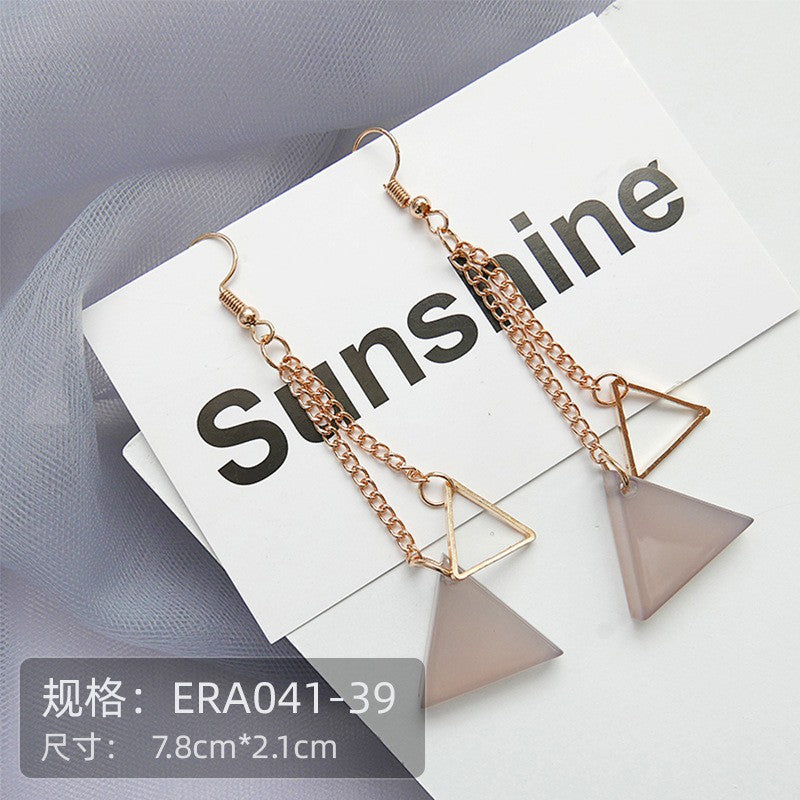 Pekanbaru Anting Wanita Korea Emas Rantai Bling Anting Elegan Simple Persegi Bujur Sangkar Putih Permata Gold Woman Earrings Emas Permata Anting Berkualitas Korean Style
