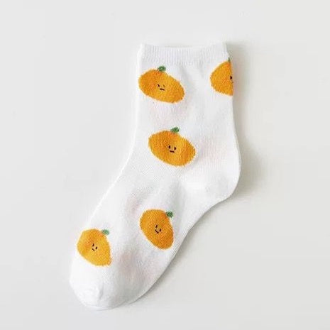 Pekanbaru Kaos Kaki Orange White Kaos Kaki Jeruk Oren Jingga Putih Kaos Kaki Panjang Cute Orange Women Socks Kaos Kaki Berkualitas High Quality Sock Korean Style