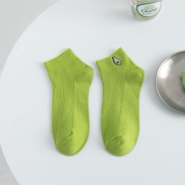 Pekanbaru Kaos Kaki Avocado Colorful Women Socks Import Avocado Kaos Kaki Hijau Buah Korean Style