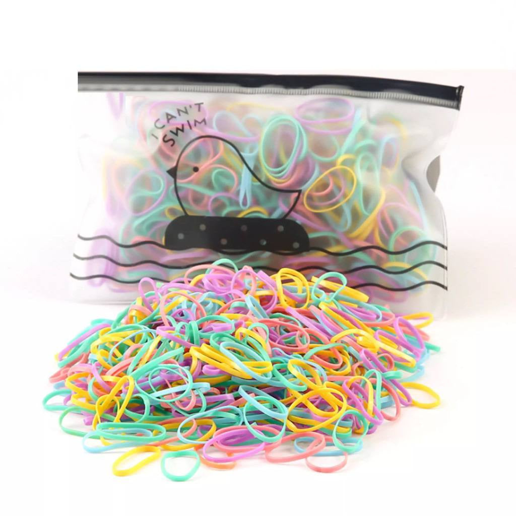 Pekanbaru HR- IKAT RAMBUT KOREA 100PCS FREE POUCH Karet Warna Polos Gelang Tali Kunciran Aksesoris Anak Kuncir