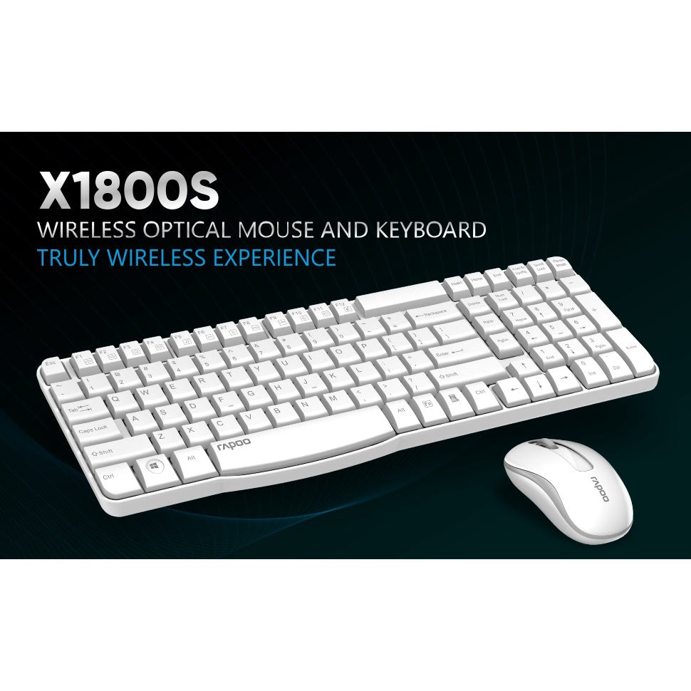 Pekanbaru Rapoo X1800S Wireless Optical Mouse & Keyboard White