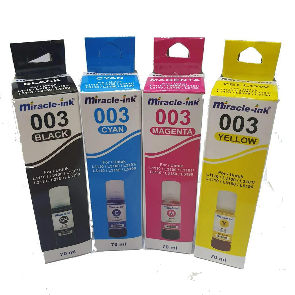 Pekanbaru Tinta Miracle For Epson 003 -L1210 L1250 L1256 L3210 L3250 L3256 L5290 L1110 L3110 L3150 L5190