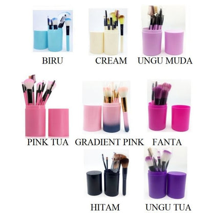Pekanbaru (Isi 12Pcs) Kuas Make Up Tabung 12Pcs Make Up Brush 12 Set In 1 Tube Import Murah