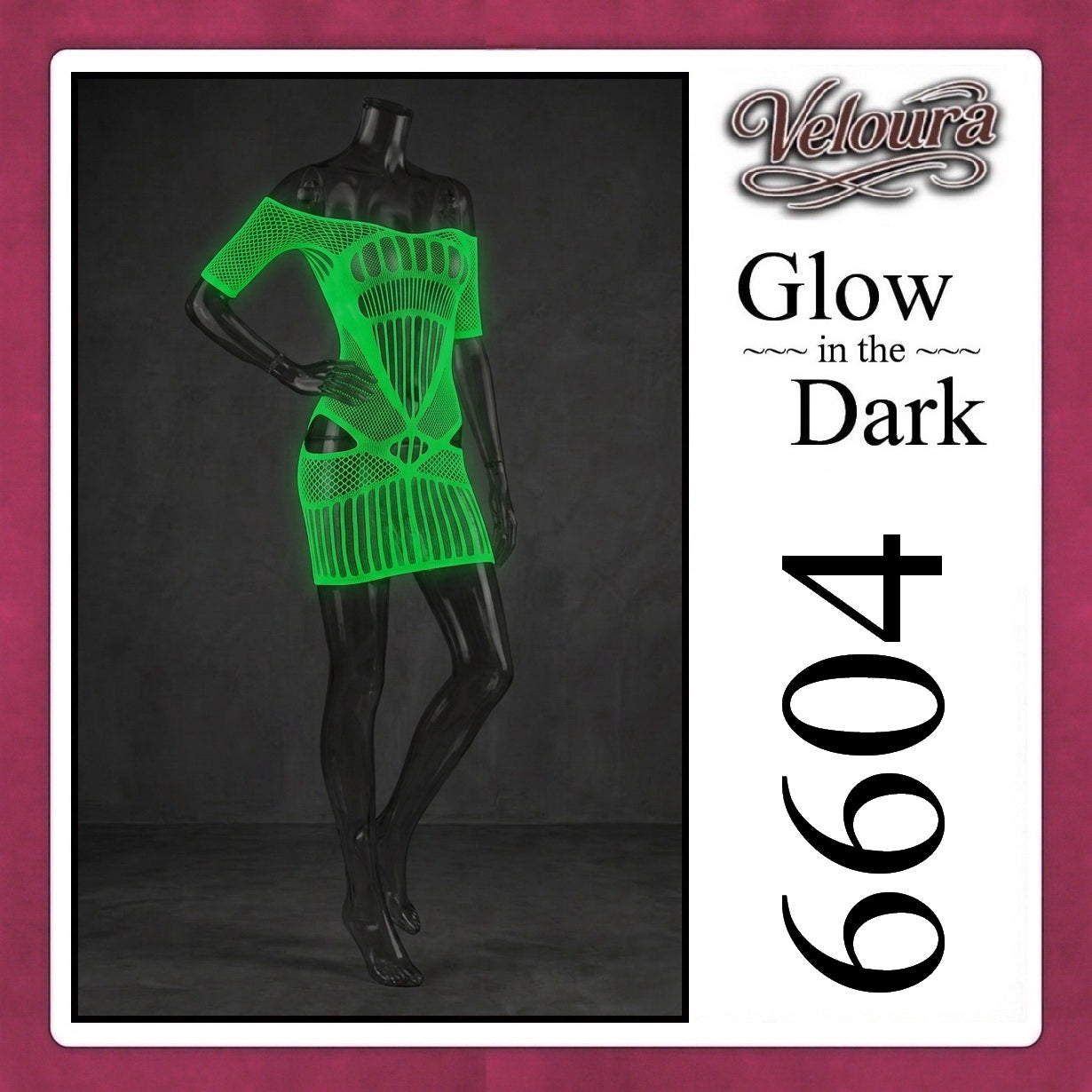Pekalongan Veloura Bodysuit Spandek Sexy Lingerie Glow in the Dark Net Clothes - GITD 6604