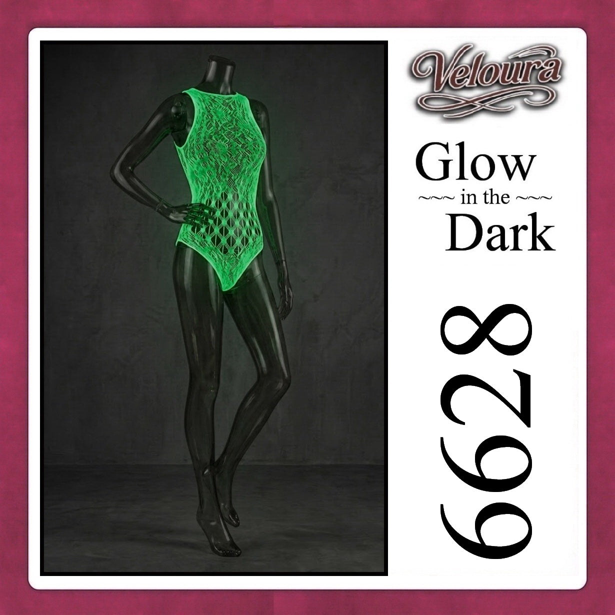 Pekalongan Veloura Bodysuit Spandek Sexy Lingerie Glow in the Dark Net Clothes - GITD 6628