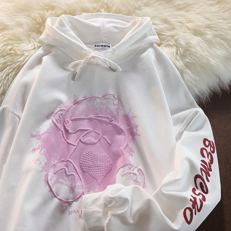 Pekanbaru Hoodie Oversize Bear Splash Lucu Imut Hoodie Pink Bordir Timbul Elegan Bemesho Bear is Absolutely Reliable Cute Couple Unisex Hoodie Street Style Teddy Bear Hide And Seek Korean Style