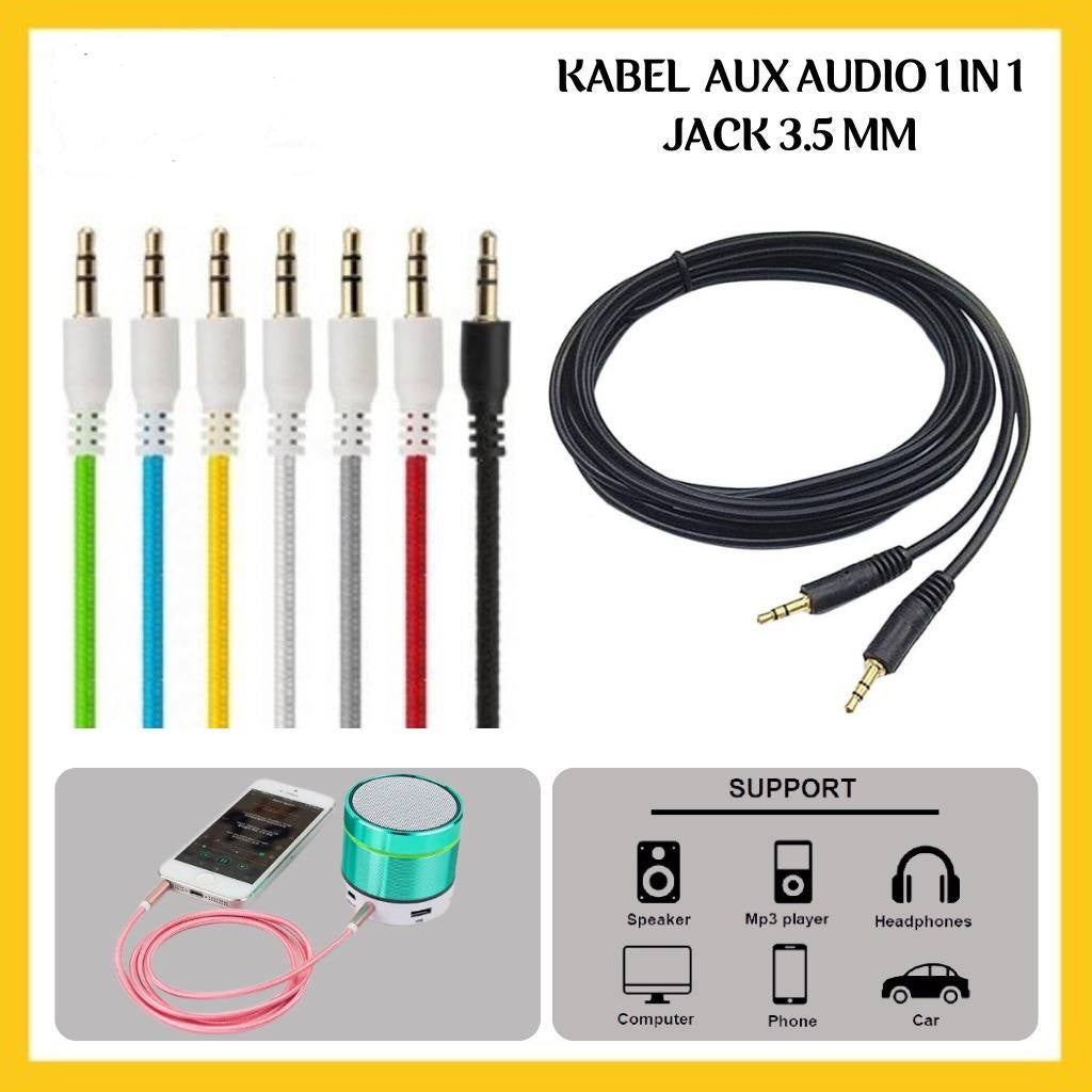 Pekanbaru HR-Kabel AUX Audio Jack 1in1 3.5mm 100cm for HP Komputer Pc Laptop to Speaker