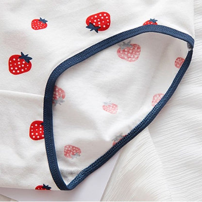 Pekanbaru Celana Dalam Wanita Motif Strawberry Fashion Jepang Crotch Mid Waist