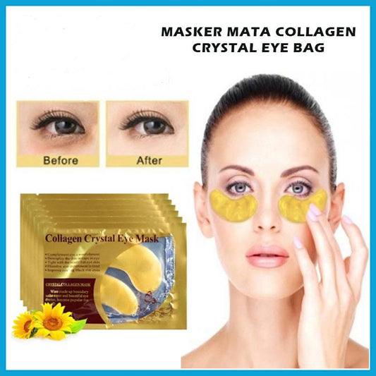 Pekanbaru HR-MASKER MATA COLLAGEN CRYSTA GOLD EYE BAG MASK EYEMASK Kantong Black Panda Anti Aging Wrinkle Emas