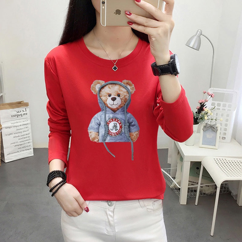 Pekanbaru Kaos Lengan Panjang Kekinian Teddy Bear Lucu Kaos Oversize T-shirt Beruang Lucu Unik Unisex Berkualitas Korean Style