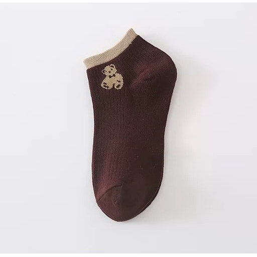 Pekanbaru Kaos Kaki Teddy Bear Pendek Coklat Hitam Putih Moka Cream Cute Bear Women Socks Kaos Kaki Beruang Lucu Berkualitas Kaos Kaki Soft Lembut High Quality Korean Style