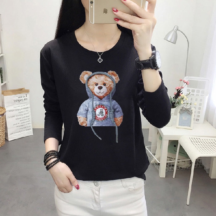 Pekanbaru Kaos Lengan Panjang Kekinian Teddy Bear Lucu Kaos Oversize T-shirt Beruang Lucu Unik Unisex Berkualitas Korean Style