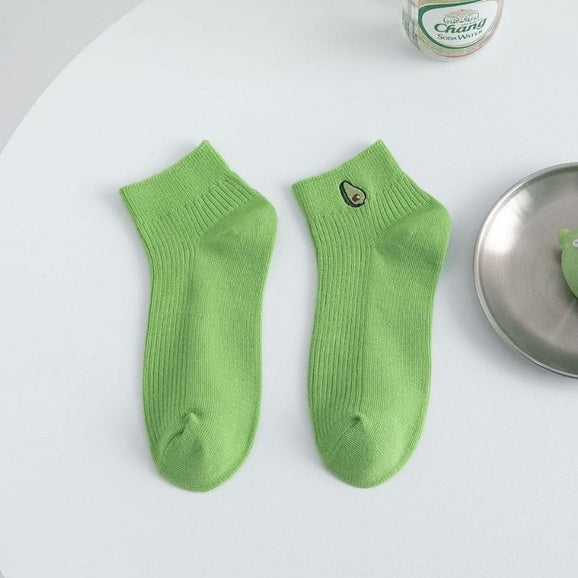 Pekanbaru Kaos Kaki Avocado Colorful Women Socks Import Avocado Kaos Kaki Hijau Buah Korean Style