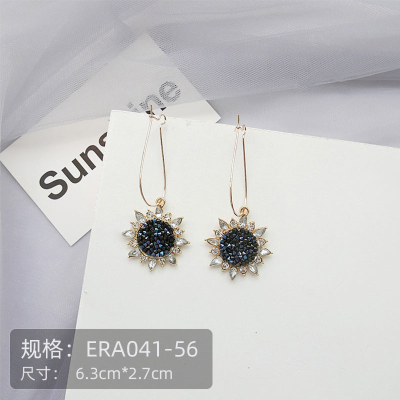 Pekanbaru Anting Wanita Hitam Love Bunga Permata Black Pearl Earrings Anting Besar Anting Panjang Anting Drop Anting Hoop Berkualitas Korean Style