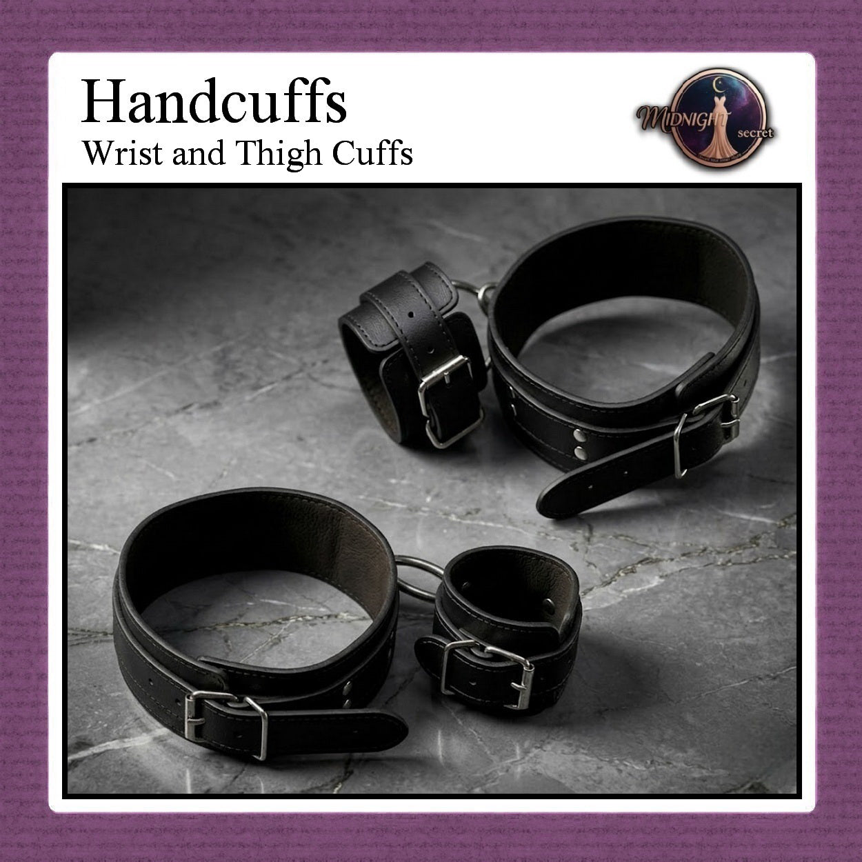 Pekalongan Midnight Handcuffs - Wrist Thigh Cuffs - Borgol Velvet PU Leather